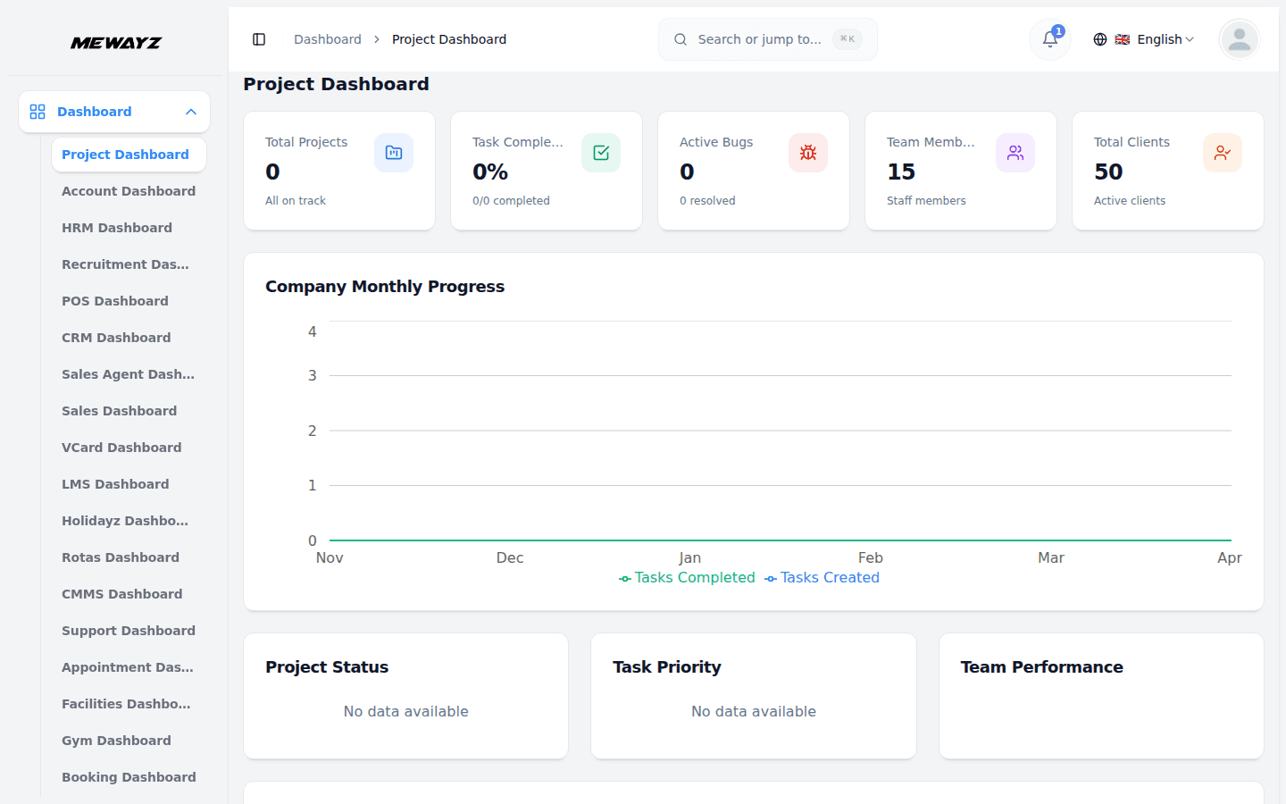 Mewayz Project Management — Project dashboard