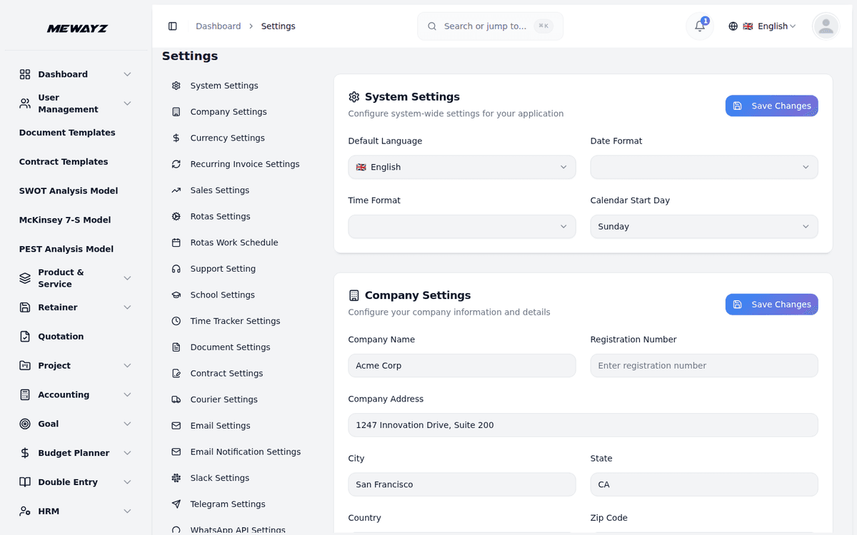 Mewayz Audit Log — Audit settings