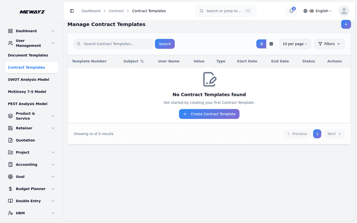 Mewayz Document Templates — Contract templates