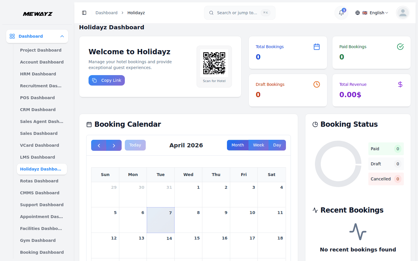 Mewayz Hotel Management — Hotel dashboard