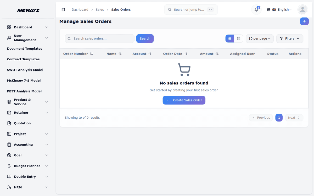 Mewayz Sales Pipeline — Sales orders