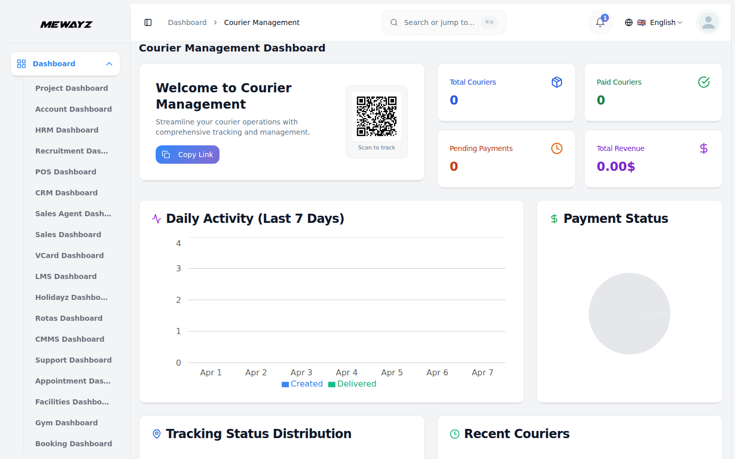 Mewayz Courier & Logistics module screenshot