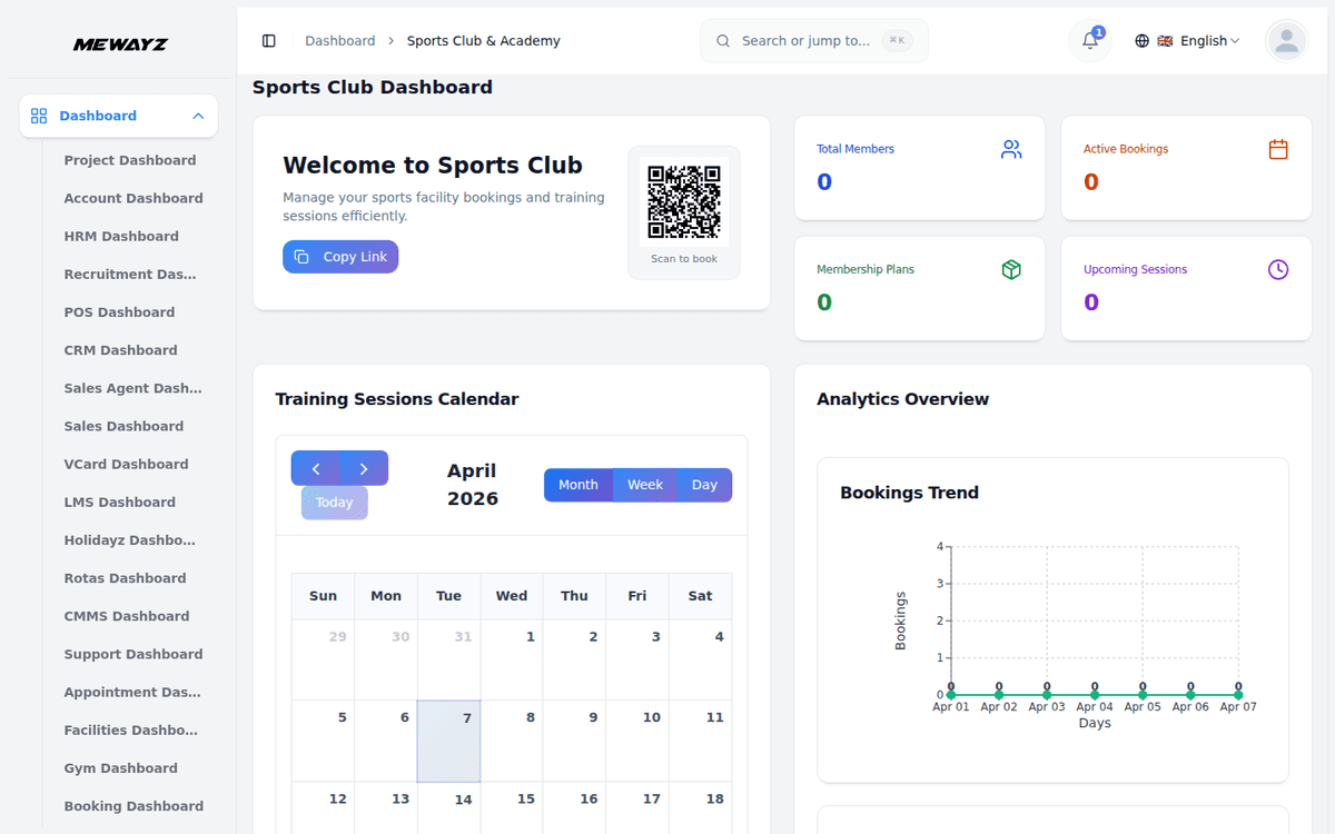 Mewayz Club dashboard for sports clubs