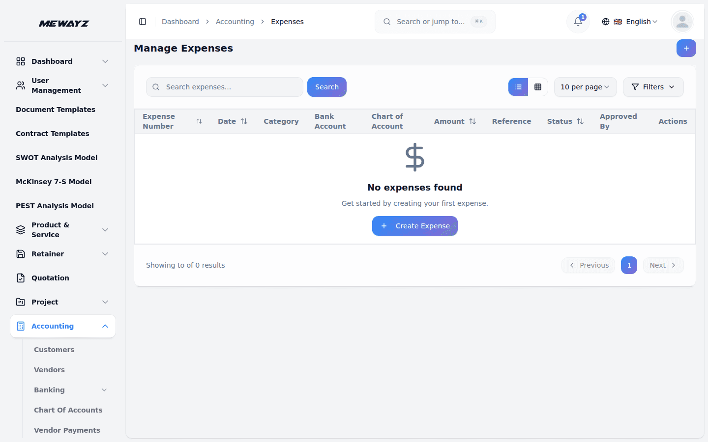 Mewayz Expenses — Expense log