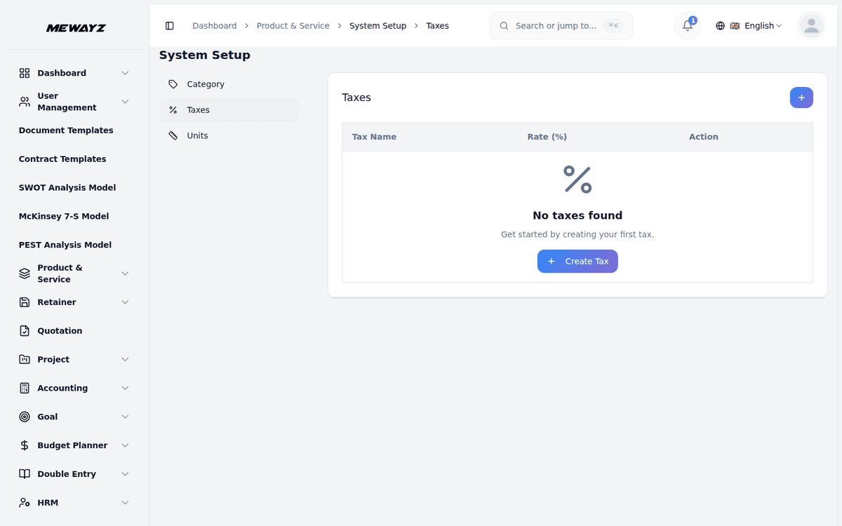 Mewayz Inventory & Stock — Product taxes