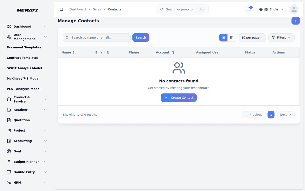 Mewayz CRM — Contact records