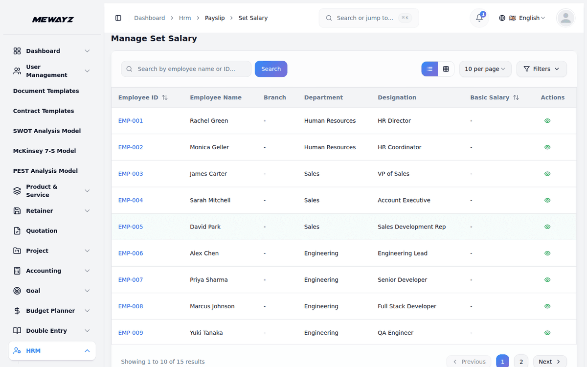 Mewayz Payroll — Salary configuration