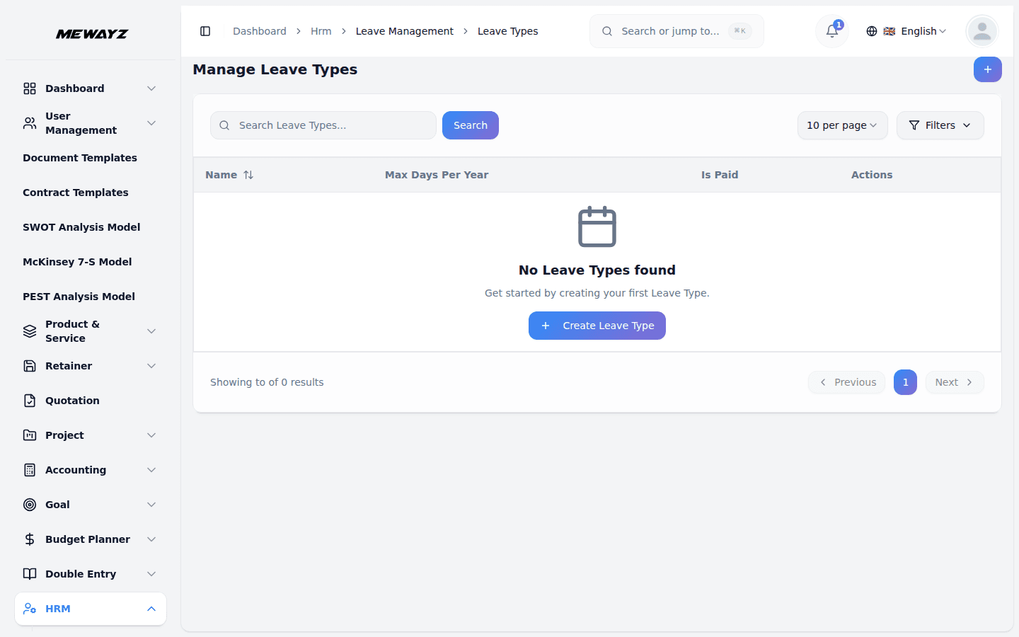 Mewayz Leave Management — Leave types