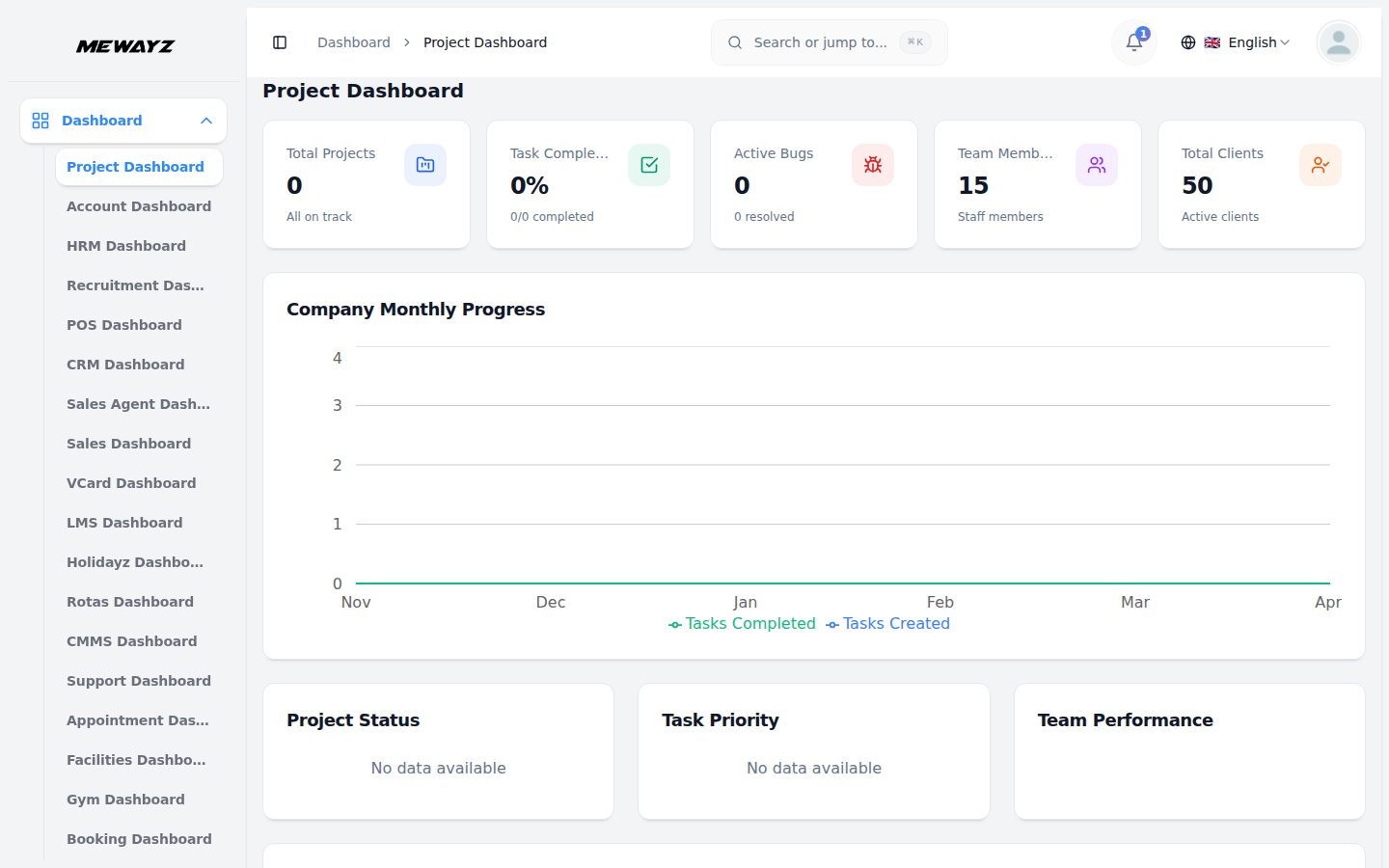 Mewayz Projects dashboard — tasks, Kanban and timelines