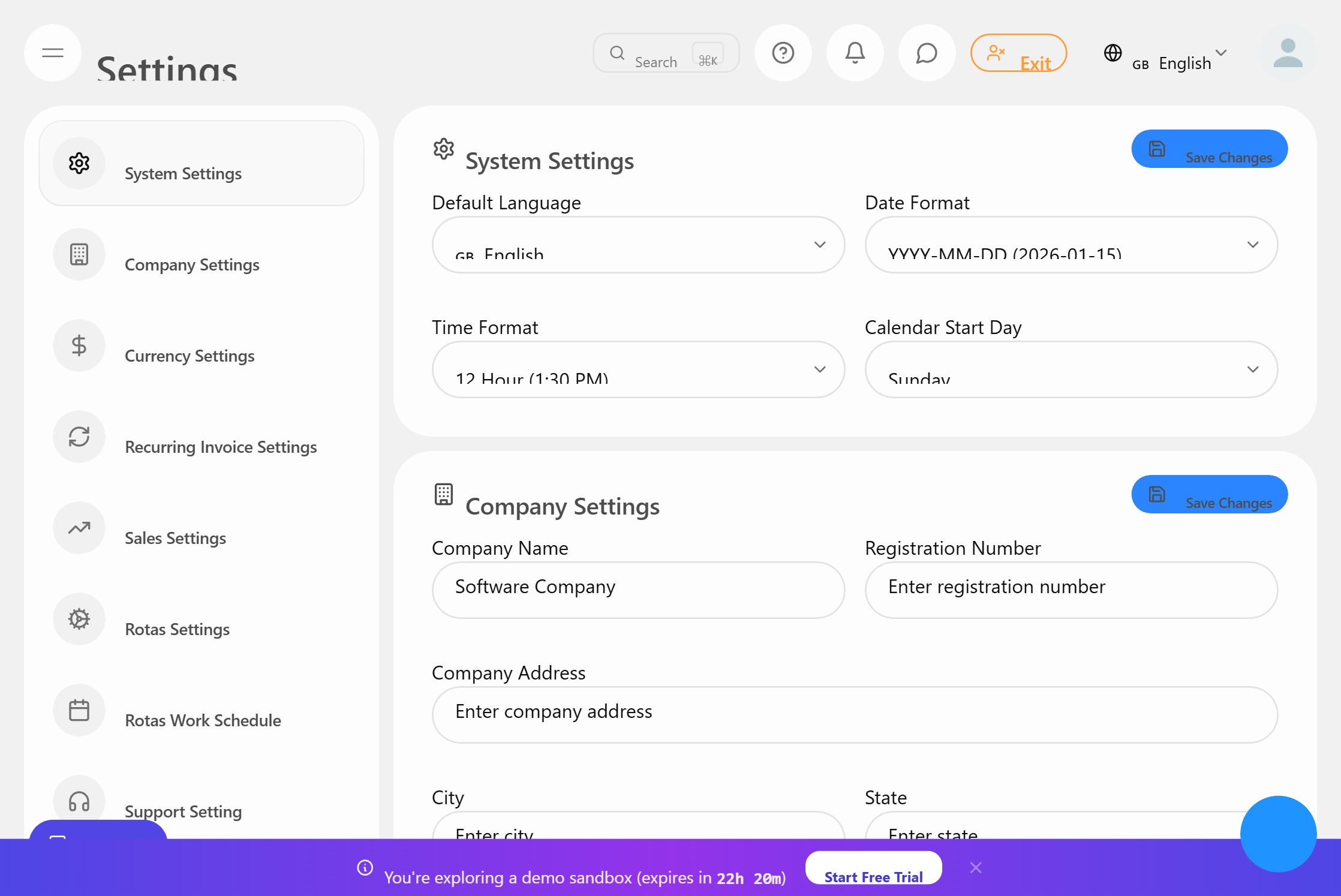 Definições do Sistema - Mewayz