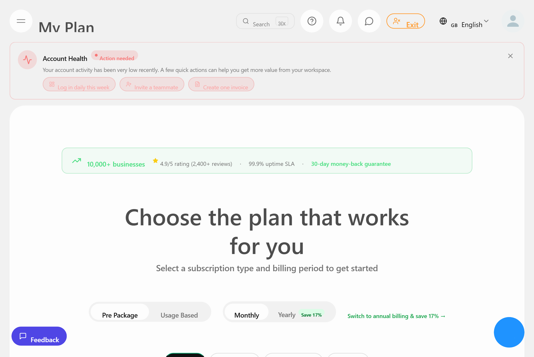 Gestão de planos e faturação para revendedores