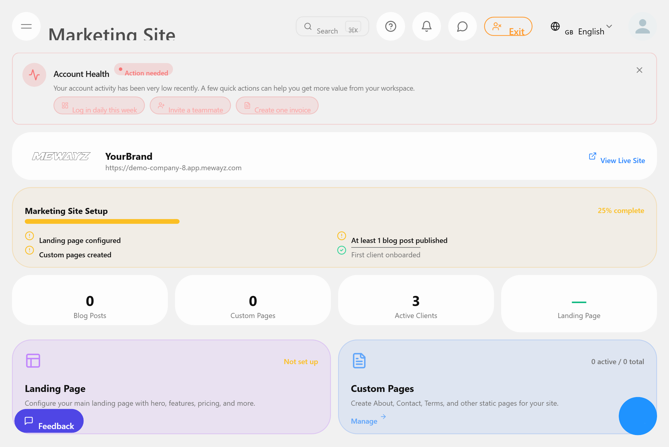 Construtor de site de marketing white-label