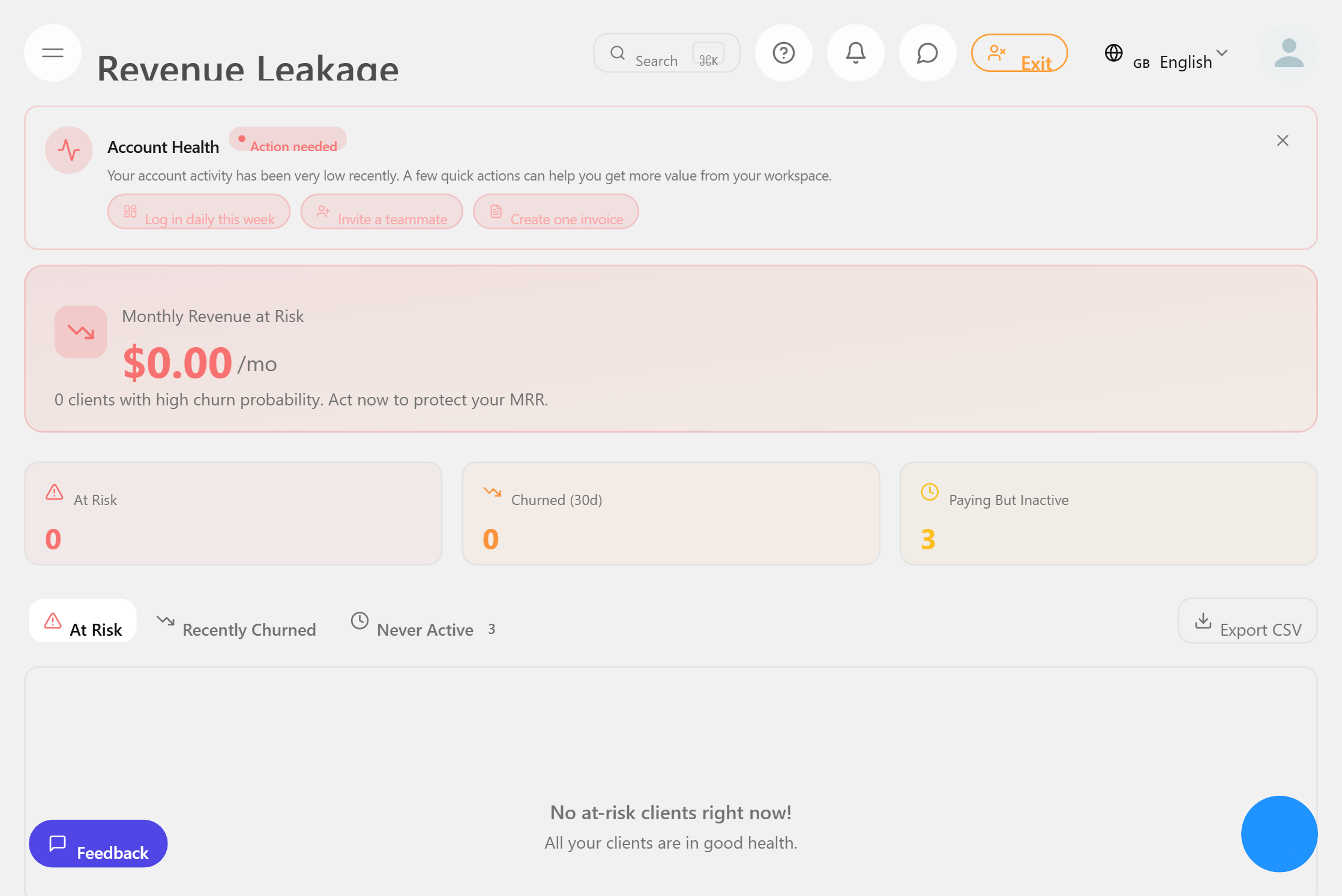 Detecção e alertas de vazamento de receita